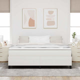 Letto a molle Crema e Bianco 180 x 200 cm Tessuto in Cords