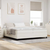 Letto a molle Crema e Bianco 200 x 200 cm Tessuto in Cords
