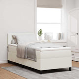 Letto a molle Crema e Bianco 100 x 200 cm Tessuto in Cords