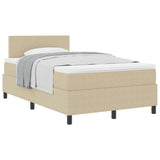 Letto a molle con testiera Grigio chiaro e bianco 120 x 190 cm
