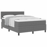 Letto a molle con testiera Grigio chiaro e bianco 140 x 190 cm