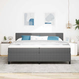 Letto a molle con testiera Grigio chiaro e bianco 200 x 200 cm