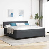 Letto a molle con testiera Grigio Scuro e Bianco 200 x 200 cm
