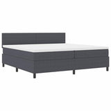Letto a molle con testiera Grigio Scuro e Bianco 200 x 200 cm