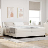 Letto a molle Crema e Bianco 200 x 200 cm Tessuto in Cords
