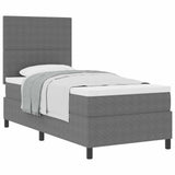 Letto a molle con testiera Grigio chiaro e bianco 90 x 200 cm
