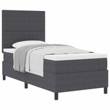 Letto a molle con testiera Grigio Scuro e Bianco 90 x 200 cm