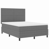 Letto a molle con testiera Grigio chiaro e bianco 140 x 190 cm
