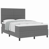 Letto a molle con testiera Grigio chiaro e bianco 140 x 190 cm