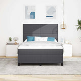 Letto a molle con testiera Grigio Scuro e Bianco 160 x 200 cm