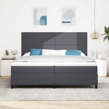 Letto a molle con testiera Grigio Scuro e Bianco 200 x 200 cm