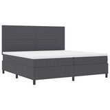 Letto a molle con testiera Grigio Scuro e Bianco 200 x 200 cm