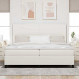 Letto a molle Crema e Bianco 200 x 200 cm Tessuto in Cords