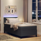 Letto a Sorgente LED Grigio Scuro e Bianco 90 x 200 cm