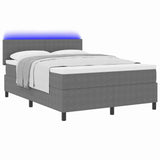 Letto a Sorgente LED Grigio chiaro e bianco 140 x 200 cm