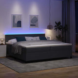Letto a Sorgente LED Grigio Scuro e Bianco 200 x 200 cm