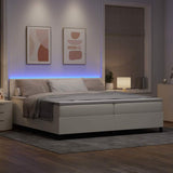 Letto a Sorgente LED con testiera Crema e Bianco 200 x 200 cm