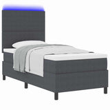 Letto a Sorgente LED Grigio Scuro e Bianco 90 x 200 cm