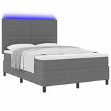 Letto a Sorgente LED Grigio chiaro e bianco 140 x 190 cm