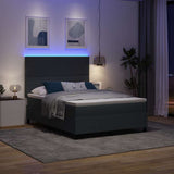 Letto a Sorgente LED Grigio Scuro e Bianco 160 x 200 cm