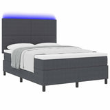 Letto a Sorgente LED Grigio Scuro e Bianco 160 x 200 cm