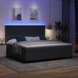 Letto a Sorgente LED Grigio Scuro e Bianco 200 x 200 cm