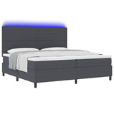 Letto a Sorgente LED Grigio Scuro e Bianco 200 x 200 cm