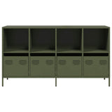 Credenza Verde Oliva 135x39x73,5 cm Acciaio Laminato a Freddo