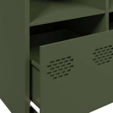 Credenza Verde Oliva 135x39x73,5 cm Acciaio Laminato a Freddo