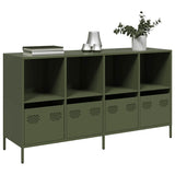 Credenza Verde Oliva 135x39x73,5 cm Acciaio Laminato a Freddo
