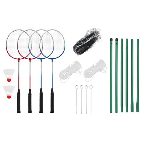 Set da Badminton con 4 Racchette e Rete 620x151 cm