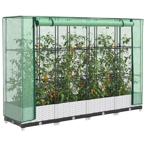 Letto Rialzato con Copertura Serra Effetto Rattan 160x40x123 cm