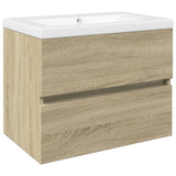 Set Mobili da Bagno 2 pz in Ceramica e Legno truciolato