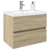 Set Mobili da Bagno 2 pz in Ceramica e Legno truciolato