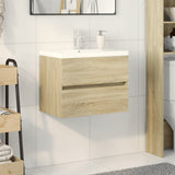 Set Mobili da Bagno 2 pz in Ceramica e Legno truciolato