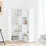 Libreria Angolare 4Ripiani Bianca 85x85x140cm Legno truciolato