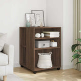 Tavolino con Ruote Rovere Marrone 55x60x78 cm in Truciolato