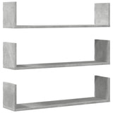 Mensole a Parete 3pz Grigio Cemento 80x18x18 cm in Truciolato