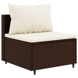 Set Divani da Giardino 5 pz con Cuscini Marrone in Polyrattan