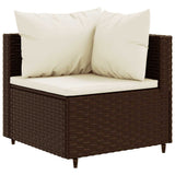 Set Divani da Giardino 5 pz con Cuscini Marrone in Polyrattan