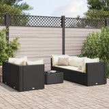 Set Mobili da Giardino 6 pz con Cuscini in Polyrattan Nero