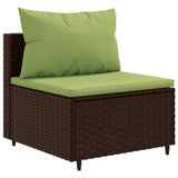Set Mobili da Giardino 6pz con Cuscini in Polyrattan Marrone