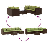 Set Mobili da Giardino 6pz con Cuscini in Polyrattan Marrone