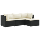 Set Divani da Giardino 4 pz con Cuscini Nero in Polyrattan