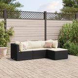 Set Divani da Giardino 4 pz con Cuscini Nero in Polyrattan