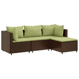 Set Mobili da Giardino 4 pz con Cuscini in Polyrattan Marrone