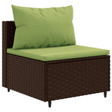 Set Mobili da Giardino 4 pz con Cuscini in Polyrattan Marrone