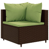 Set Mobili da Giardino 4 pz con Cuscini in Polyrattan Marrone