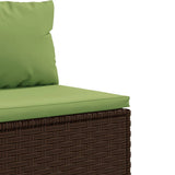 Set Mobili da Giardino 4 pz con Cuscini in Polyrattan Marrone