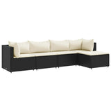 Set Divani da Giardino 5 pz con Cuscini Nero in Polyrattan